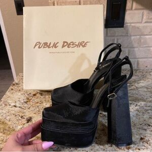 Black satin high heels